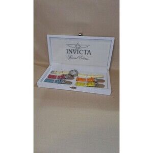 Invicta Special Edition Swiss Movement New In Box Watch Set Silvertone Face